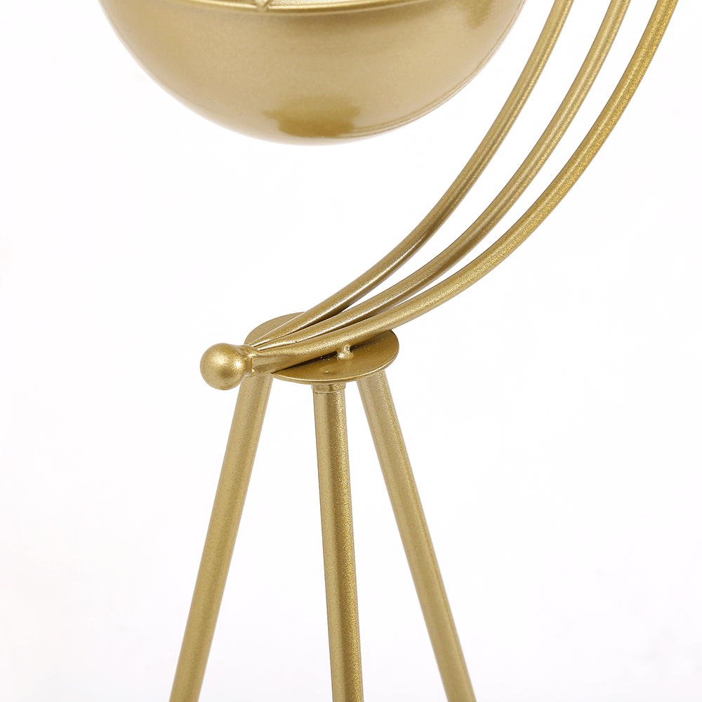 HalfMoon Plant Stand with Shelf in Gold Modern End Table Flowers